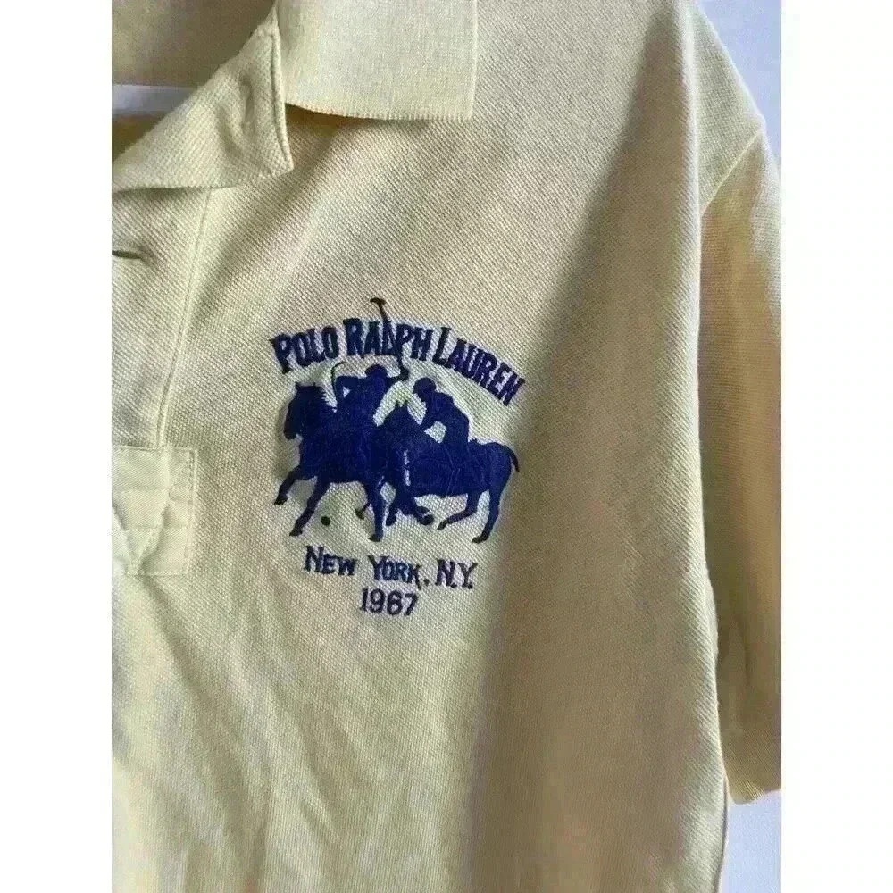 Ralph Lauren Polo Shirt Men M‎ Yellow Big Pony Custom Fit Golf Knit Number 2 - Picture 2 of 5